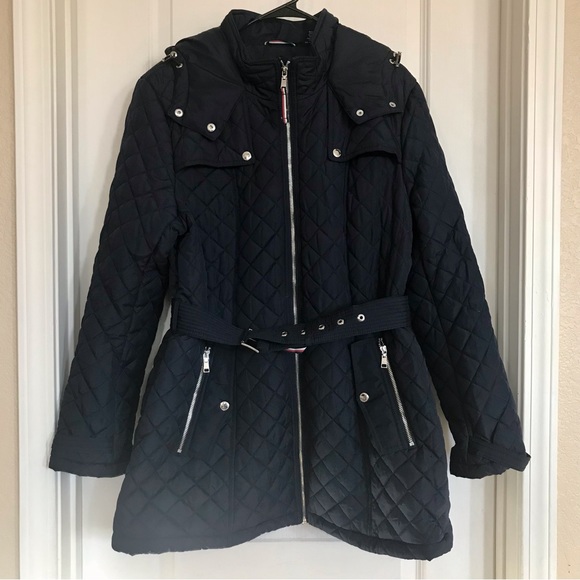 Tommy Hilfiger Navy Blue Hooded Winter Coat - Picture 7 of 16